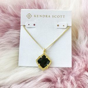 Kendra Scott Gold Kacey Black Opaque Glass Long Pendant Necklace